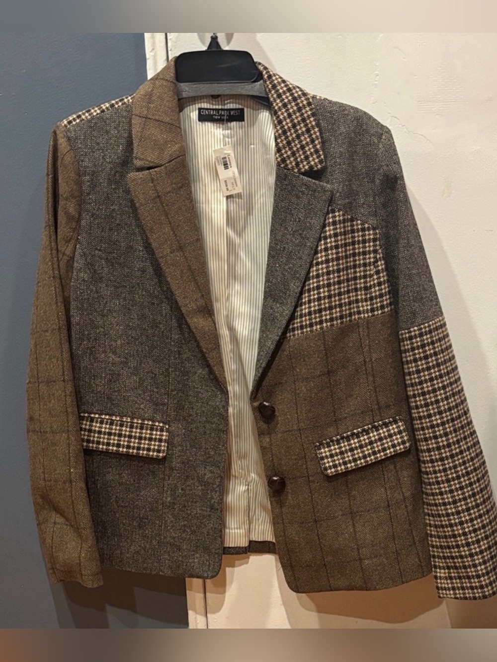 Central Park West Men's Patchwork Brown & Gray Sportcoat
